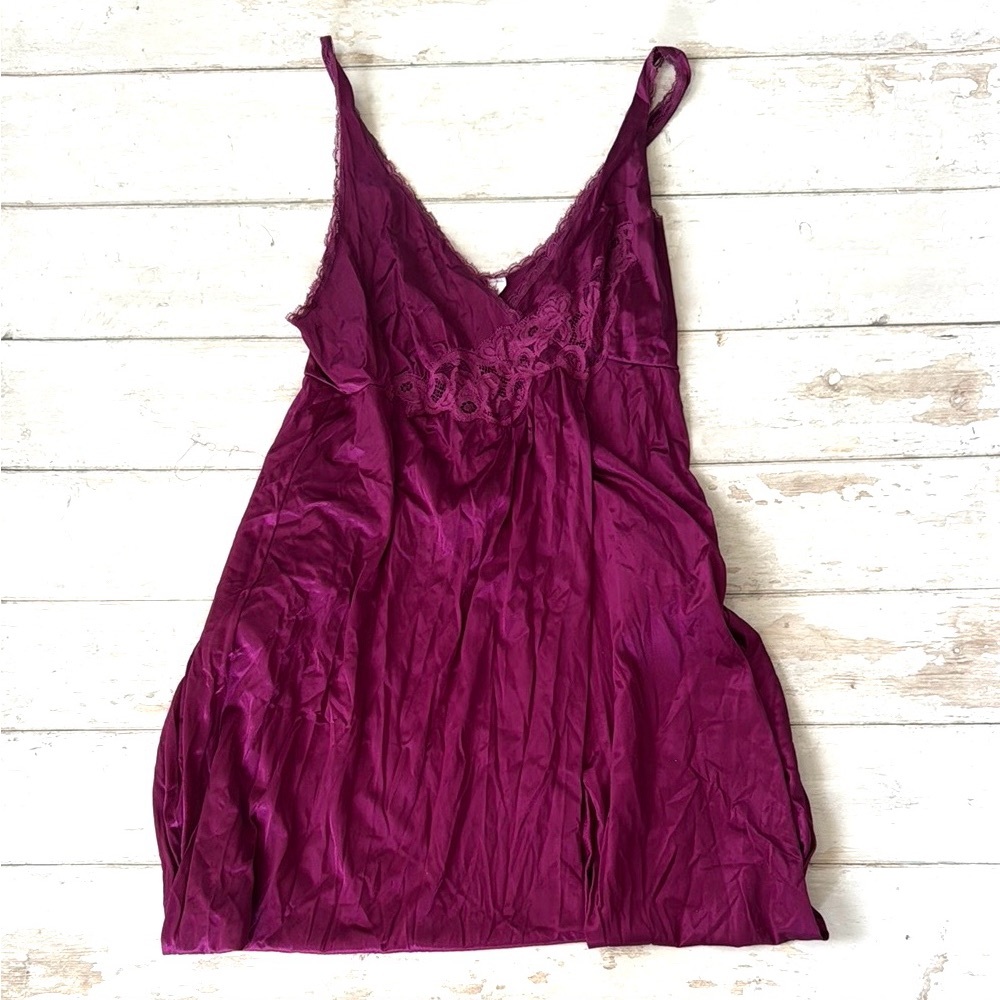 Vanity Fair Women’s M Silk Nighty Lingerie Nightgown Dress Plum Purple Medium